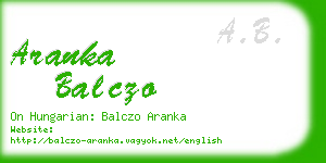 aranka balczo business card